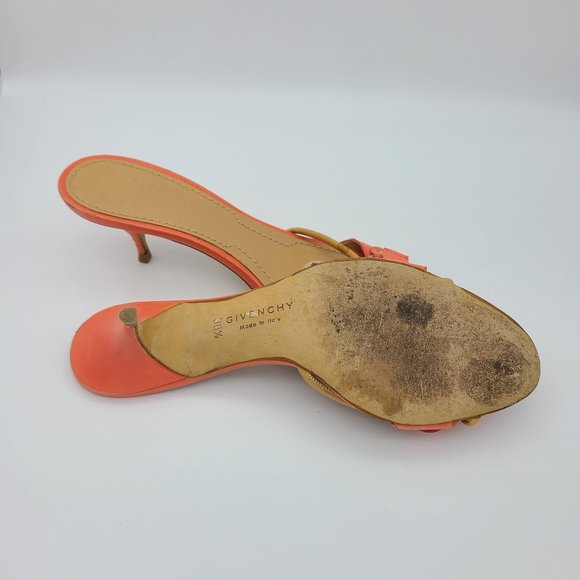 Givenchy Orange Strappy Ribbon Kitten  Heel Sandals - Picture 8 of 10
